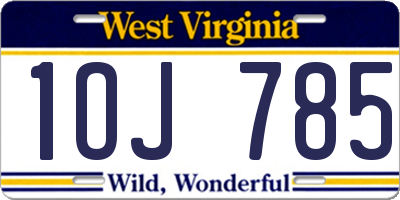 WV license plate 1OJ785