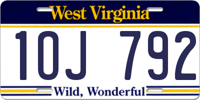 WV license plate 1OJ792