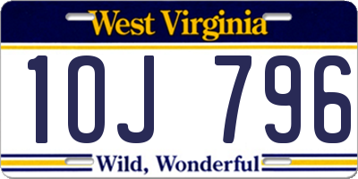 WV license plate 1OJ796