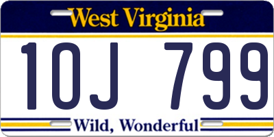 WV license plate 1OJ799