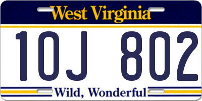 WV license plate 1OJ802
