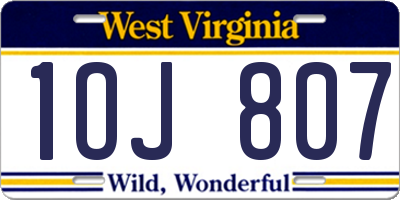 WV license plate 1OJ807