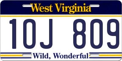 WV license plate 1OJ809