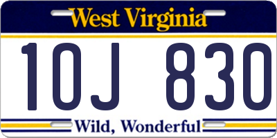 WV license plate 1OJ830