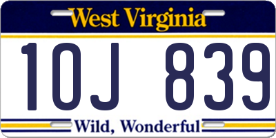 WV license plate 1OJ839