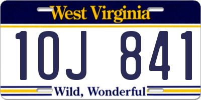 WV license plate 1OJ841