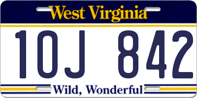 WV license plate 1OJ842