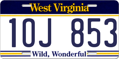 WV license plate 1OJ853