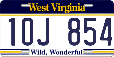 WV license plate 1OJ854