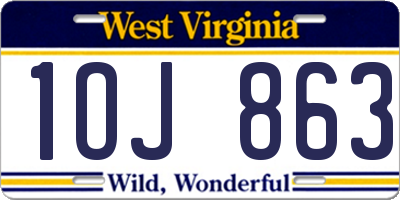 WV license plate 1OJ863