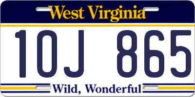 WV license plate 1OJ865