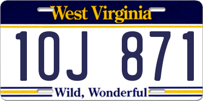 WV license plate 1OJ871