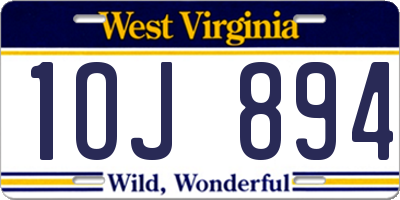 WV license plate 1OJ894