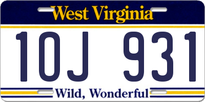 WV license plate 1OJ931