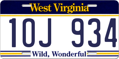 WV license plate 1OJ934