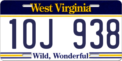 WV license plate 1OJ938