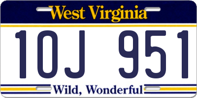 WV license plate 1OJ951