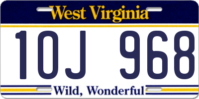 WV license plate 1OJ968