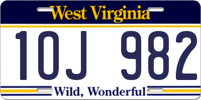 WV license plate 1OJ982