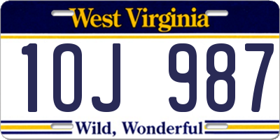 WV license plate 1OJ987