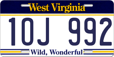 WV license plate 1OJ992