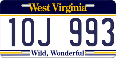 WV license plate 1OJ993
