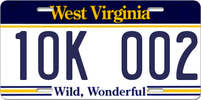 WV license plate 1OK002