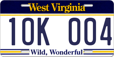 WV license plate 1OK004