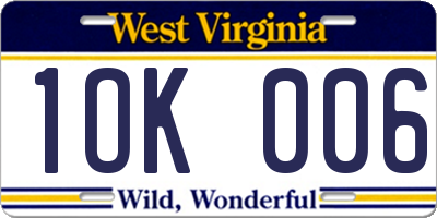 WV license plate 1OK006