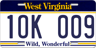 WV license plate 1OK009