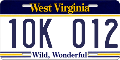 WV license plate 1OK012