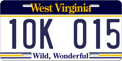WV license plate 1OK015