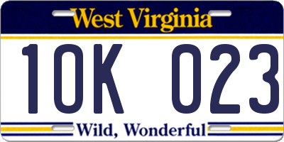 WV license plate 1OK023