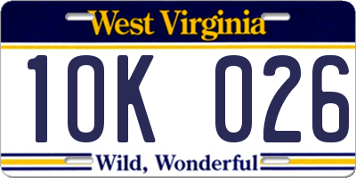 WV license plate 1OK026