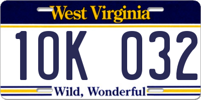 WV license plate 1OK032