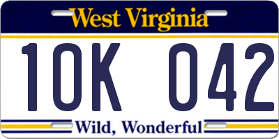 WV license plate 1OK042