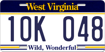 WV license plate 1OK048