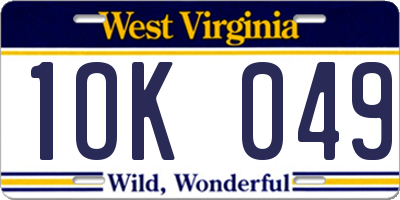 WV license plate 1OK049