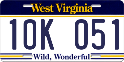 WV license plate 1OK051
