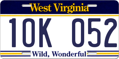 WV license plate 1OK052