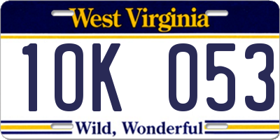 WV license plate 1OK053