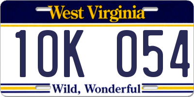 WV license plate 1OK054