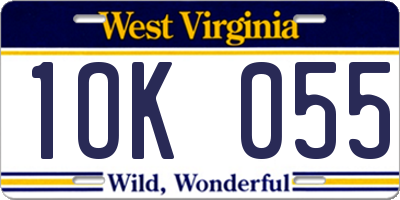 WV license plate 1OK055