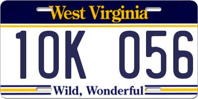 WV license plate 1OK056