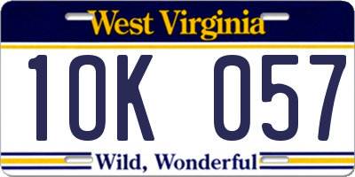 WV license plate 1OK057