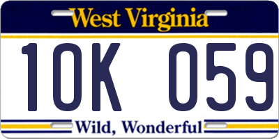 WV license plate 1OK059