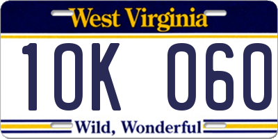 WV license plate 1OK060