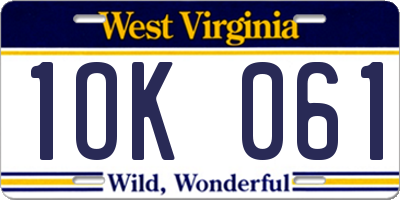 WV license plate 1OK061