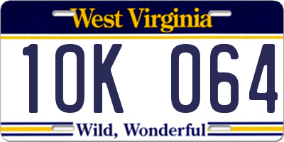 WV license plate 1OK064