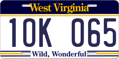 WV license plate 1OK065